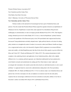 1 Western Political Science Association 2017 New Federalism and