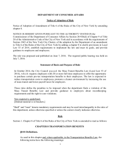 DEPARTMENT OF CONSUMER AFFAIRS Notice of Adoption of