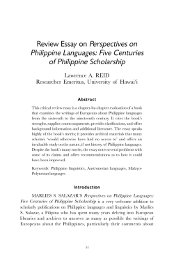Perspectives on Philippine Languages: Five Centuries of Philippine
