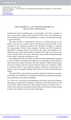 GEOCHEMICAL AND BIOGEOCHEMICAL REACTION MODELING