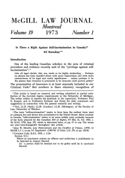 Is There a Right against Self-Incrimination in Canada