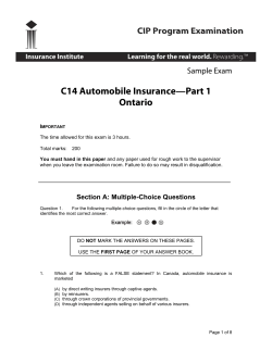 C14 Automobile Insurance—Part 1 Ontario