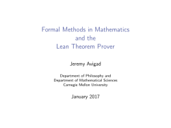 Formal Methods in Mathematics and the Lean Theorem Prover