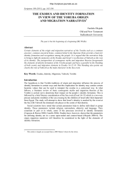 the exodus and identity formation in view of the yoruba