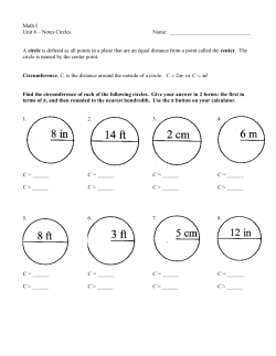A circle is defined as all points in a plane that are an