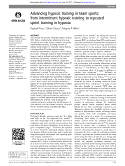 Advancing hypoxic training in team sports