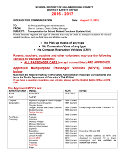 HCPS Approved Vehicle List for Transportation for