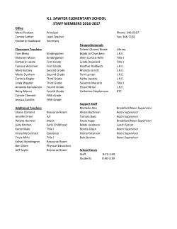 K.I. SAWYER ELEMENTARY SCHOOL STAFF MEMBERS 2016-2017