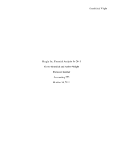 Google Inc. Financial Analysis for 2010 Nicole Gramlich and Amber