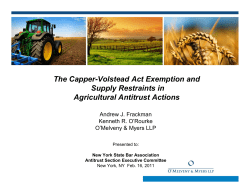 The Capper-Volstead Act Exemption and Supply Restraints