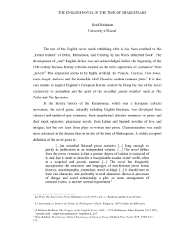 the english novel in the time of shakespeare