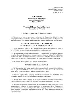 Terms of Share Capital Increase