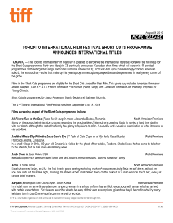 toronto international film festival short cuts