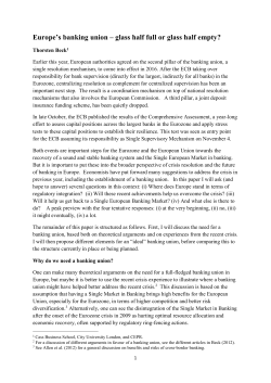 Europe`s banking union &ndash; glass half full or glass half empty?