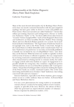 Homosexuality at the Online Hogwarts: Harry Potter Slash