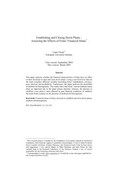 establishing and closing down plants - assessing the effects of