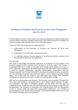 Statement of Principles and Practices for Arctic Data Management
