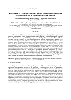Development of two-stage anaerobic digesters for biogas production