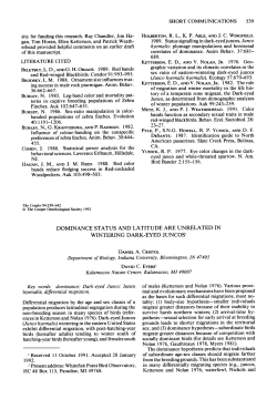 Dominance Status and Latitude are Unrelated in Wintering Dark