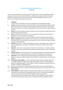 CATAWIKI TERMS AND CONDITIONS OF USE G