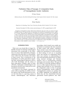 Prehistoric Rites of Passage: A Comparative Study