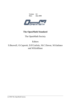The OpenMath Standard The OpenMath Society Editors S.Buswell
