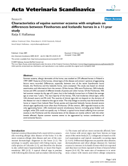 Characteristics of equine summer eczema with emphasis on