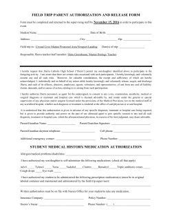field trip parent authorization and release form student medical