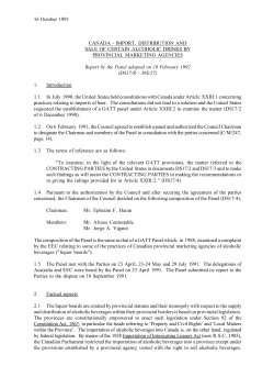 IMPORT, DISTRIBUTION AND SALE OF CERTAIN ALCOHOLIC
