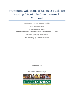 Biomass Heating of Vermont Greenhouses