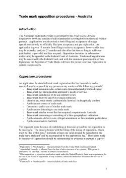 Trade mark opposition procedures - Australia