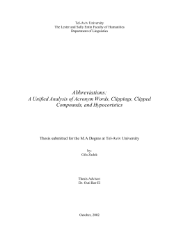 Abbreviations: A Unified Analysis of Acronym Words - Outi Bat-El