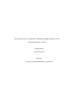 Measuring the Pulse in Organizations: Integrating Physiological