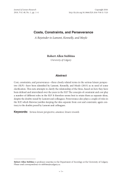 Costs, Constraints, and Perseverance