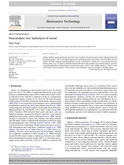 Noncatalytic fast hydrolysis of wood