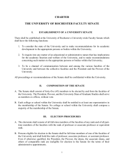 CHARTER THE UNIVERSITY OF ROCHESTER FACULTY SENATE