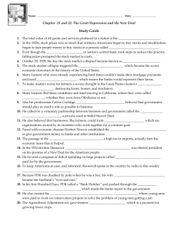 Chapter 21 and 22: The Great Depression and the New Deal Study