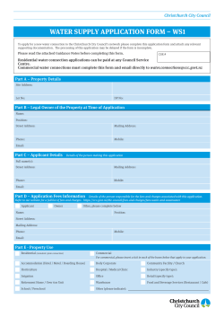 Water Supply application Form – WS1 Water Supply application