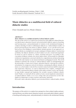 Music didactics as a multifaceted field of cultural