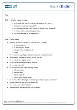 Faith Task 1 - Religion in your country &bull; What is the main religion