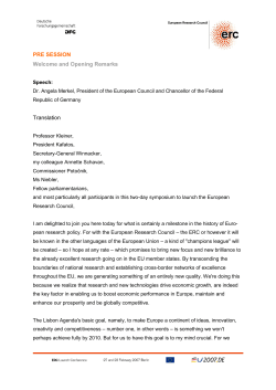 PRE SESSLON Welcome and Opening Remarks Translation