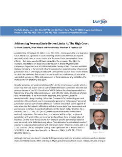 Addressing Personal Jurisdiction Limits At The High Court