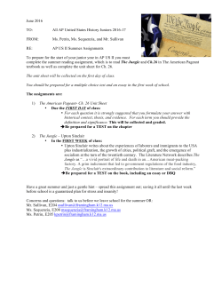 Summer Assignment - Framingham Public Schools