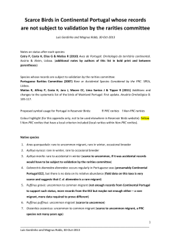 Scarce Birds in Continental Portugal whose records are not subject