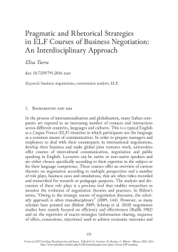 Pragmatic and Rhetorical Strategies in ELF Courses of