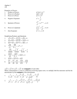 Algebra 2 150 Properties of Powers 1. Product of - cc