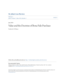 "Value and the Doctrine of Bona Fide Purchase," St. John`s