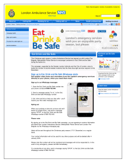 Eat Drink and Be Safe - London Ambulance Service