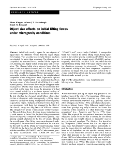 Object size effects on initial lifting forces under microgravity conditions