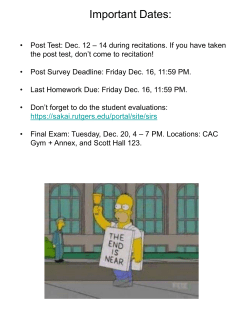 Important Dates - Rutgers Physics